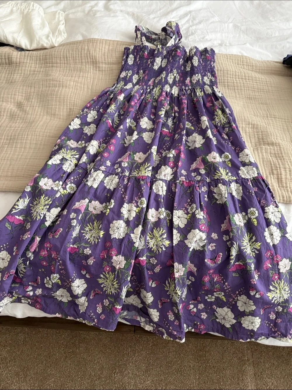 Tea Collection Purple Floral Smocked Sundress